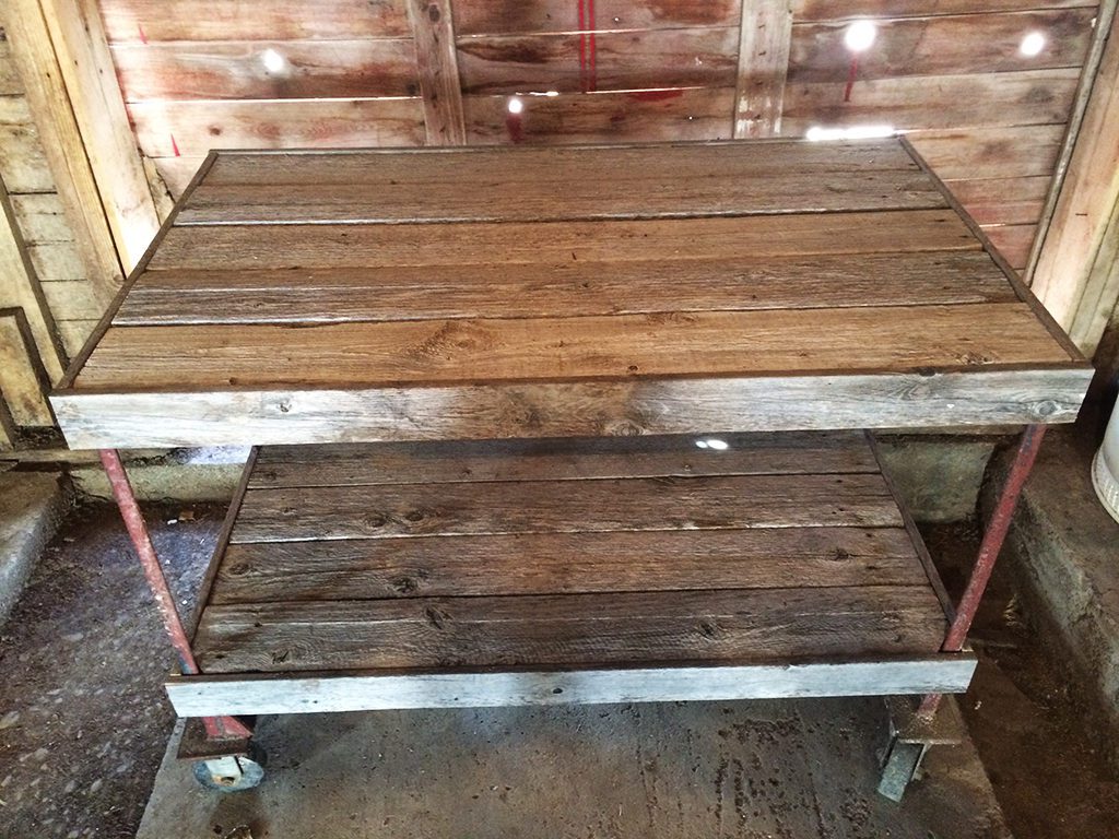 Reclaimed barnwood work bench